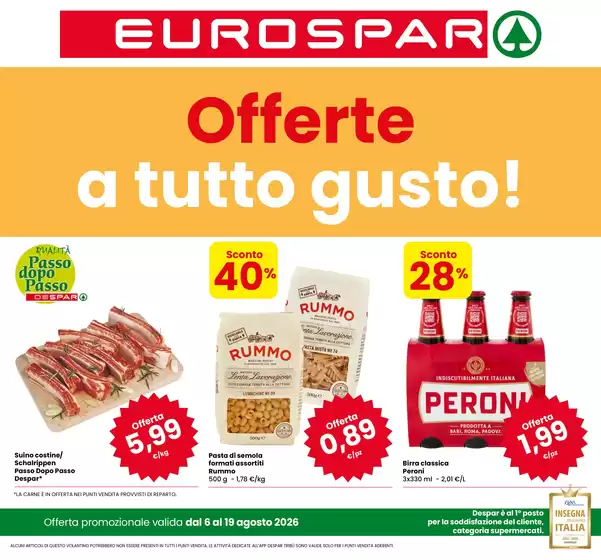Volantino Eurospar a Morena | Offerte a tutto gusto! | 2026-08-06T00:00:00.000Z - 2026-08-19T00:00:00.000Z