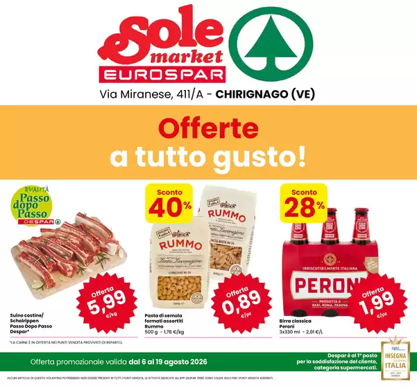 Volantino Eurospar a Chirignago | Offerte a tutto gusto! | 2026-08-06T00:00:00.000Z - 2026-08-19T00:00:00.000Z