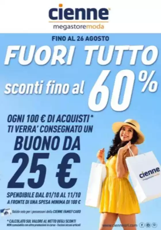 Volantino Cienne Megastore Moda | Fuori tutto  | 2026-08-03T00:00:00.000Z - 2026-08-26T00:00:00.000Z