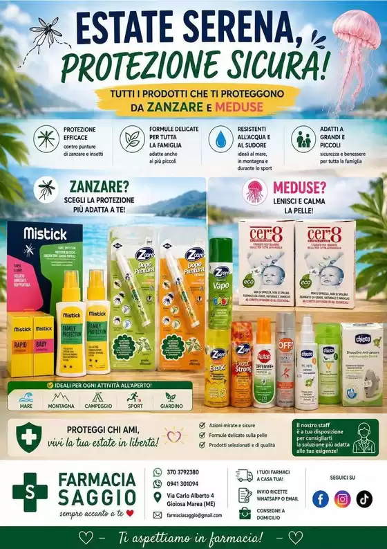 Volantino Farmacia Saggio a Sagron Mis | Estate serena, protezione sicura! | 2026-08-05T00:00:00.000Z - 2026-08-16T00:00:00.000Z