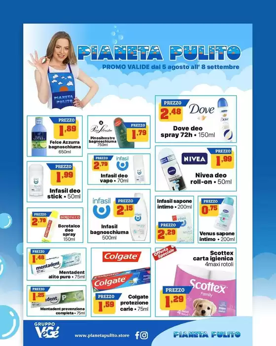 Volantino Pianeta Pulito | Promo valide dal 5 agosto all' 8 settembre | 2026-08-05T00:00:00.000Z - 2026-09-08T00:00:00.000Z