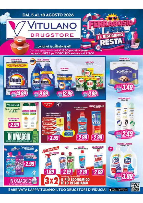 Volantino Vitulano Drugstore | Ferragosto in festa... il risparmio resta! | 2026-08-05T00:00:00.000Z - 2026-08-18T00:00:00.000Z