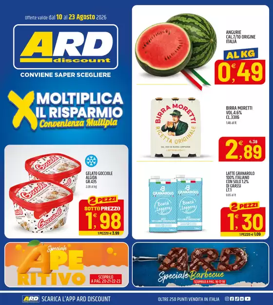 Volantino ARD Discount a Palmariggi | Moltiplica il risparmio | 2026-08-10T00:00:00.000Z - 2026-08-23T00:00:00.000Z