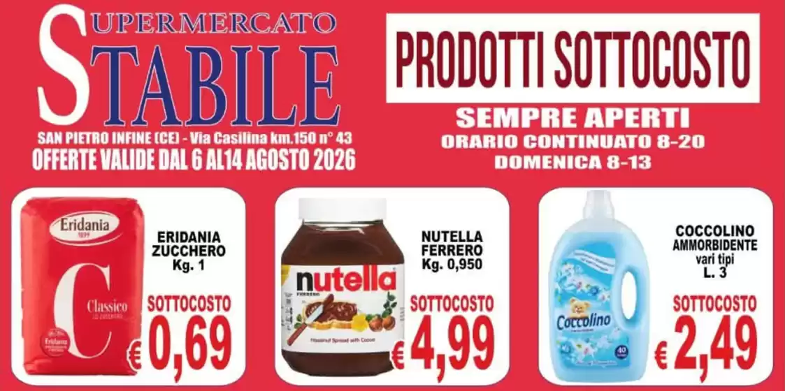 Volantino Supermercati Stabile | Prodotti sottocosto | 2026-08-06T00:00:00.000Z - 2026-08-14T00:00:00.000Z