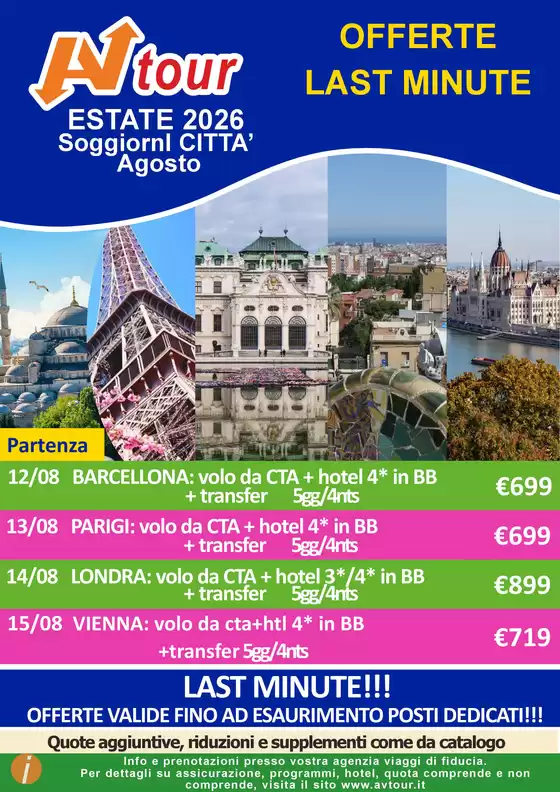 Volantino Av Tour a Bossico | LAST MINUTE soggiorni città | 2026-08-06T00:00:00.000Z - 2026-08-15T00:00:00.000Z