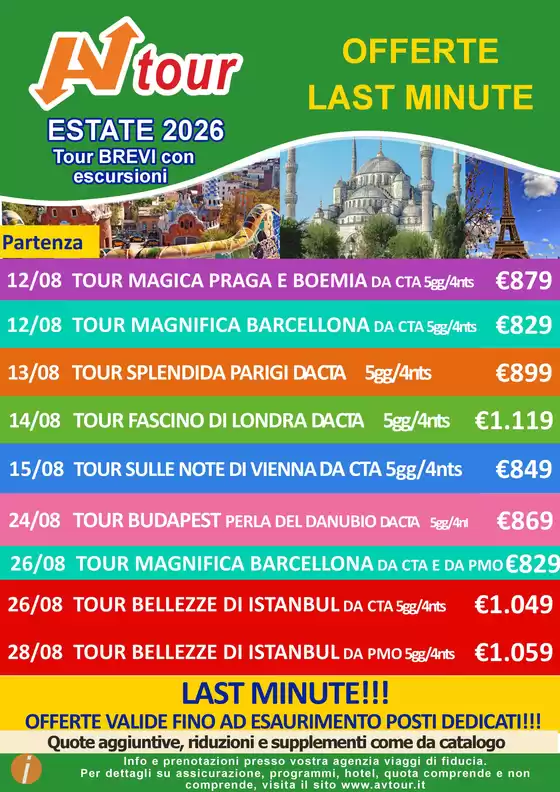 Volantino Av Tour a Bossico | LAST MINUTE tour partenze brevi | 2026-08-06T00:00:00.000Z - 2026-08-28T00:00:00.000Z