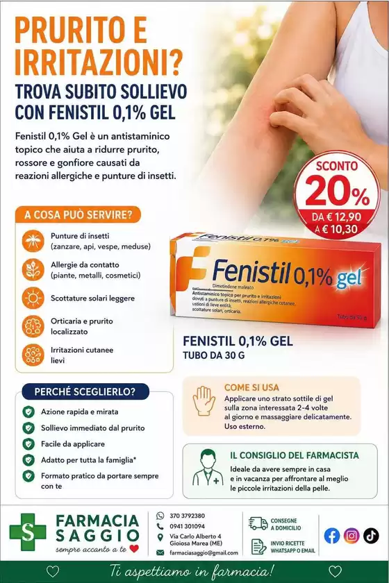 Volantino Farmacia Saggio | Prurito e irritazioni? | 2026-08-06T00:00:00.000Z - 2026-08-09T00:00:00.000Z