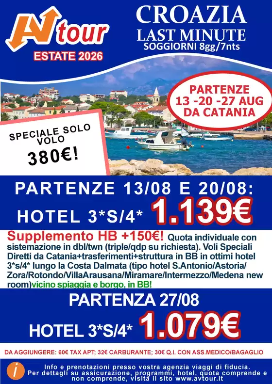 Volantino Av Tour a Minerbio | OFFERTA CROAZIA SOGGIORNI HOTEL | 2026-08-13T00:00:00.000Z - 2026-08-27T00:00:00.000Z