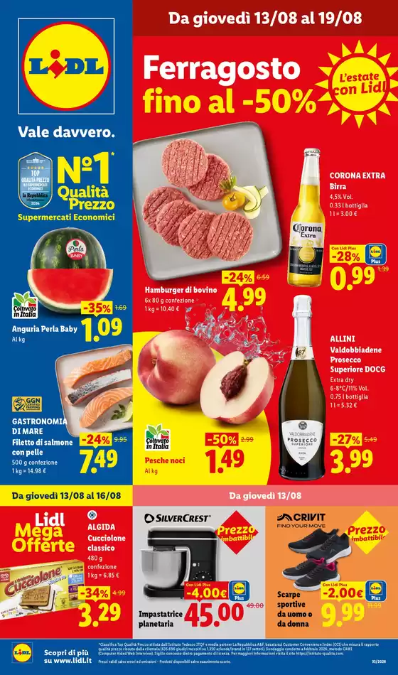 Volantino Lidl a Monserrato | Ferragosto fino al -50% | 2026-08-13T00:00:00.000Z - 2026-08-19T00:00:00.000Z