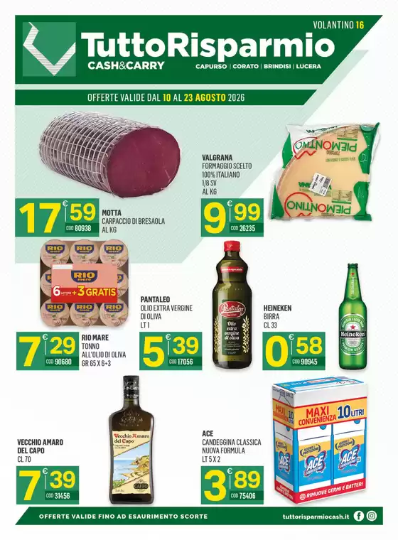 Volantino Tutto Risparmio Cash&Carry | Offerte valide dal 10 al 23 Agosto 2026 | 2026-08-10T00:00:00.000Z - 2026-08-23T00:00:00.000Z