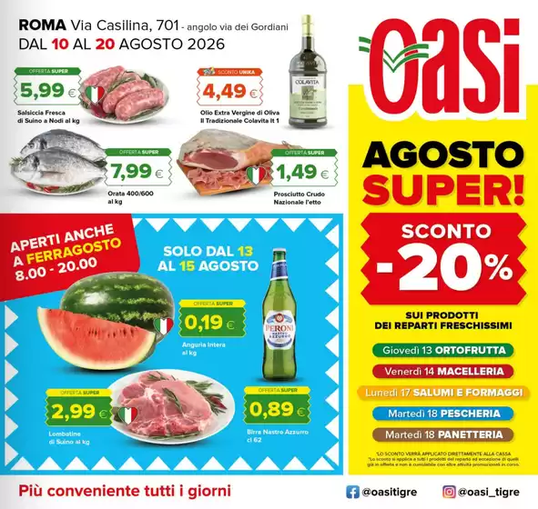 Volantino Oasi a Sovramonte | Agosto super! | 2026-08-10T00:00:00.000Z - 2026-08-20T00:00:00.000Z