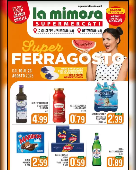 Volantino La Mimosa Supermercati | Super ferragosto | 2026-08-10T00:00:00.000Z - 2026-08-23T00:00:00.000Z