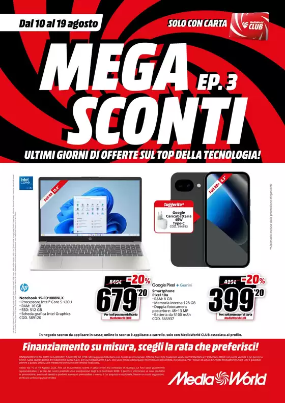 Volantino MediaWorld a Pulfero | Mega sconti | 2026-08-10T00:00:00.000Z - 2026-08-19T00:00:00.000Z