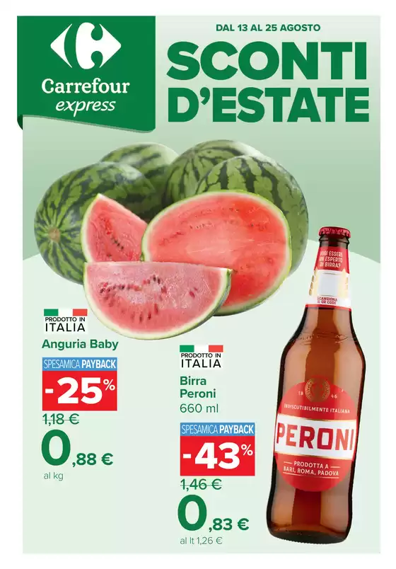 Volantino Carrefour Express a Massarosa | Sconti d'estate | 2026-08-13T00:00:00.000Z - 2026-08-25T00:00:00.000Z