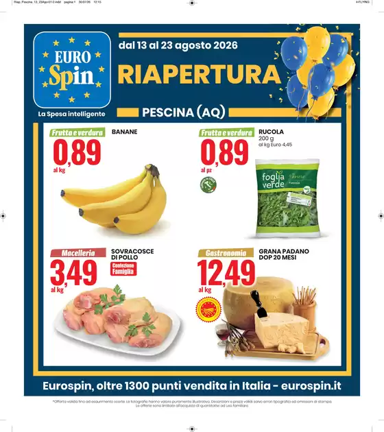 Volantino Eurospin a Moncrivello | Riapertura Pescina | 2026-08-13T00:00:00.000Z - 2026-08-23T00:00:00.000Z