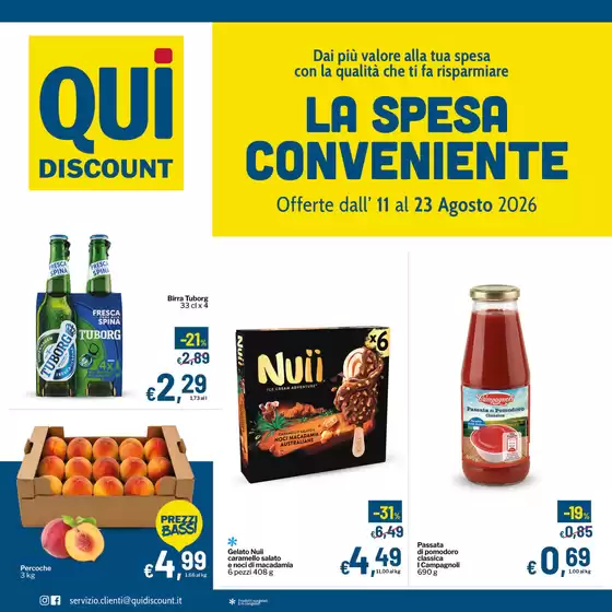 Volantino Qui Discount a Pomarolo | La spesa conveniente | 2026-08-11T00:00:00.000Z - 2026-08-23T00:00:00.000Z
