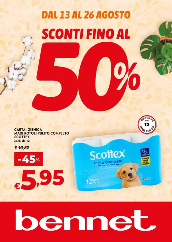 Volantino Bennet a Villanova Solaro | Sconti fino al 50% | 2026-08-13T00:00:00.000Z - 2026-08-26T00:00:00.000Z