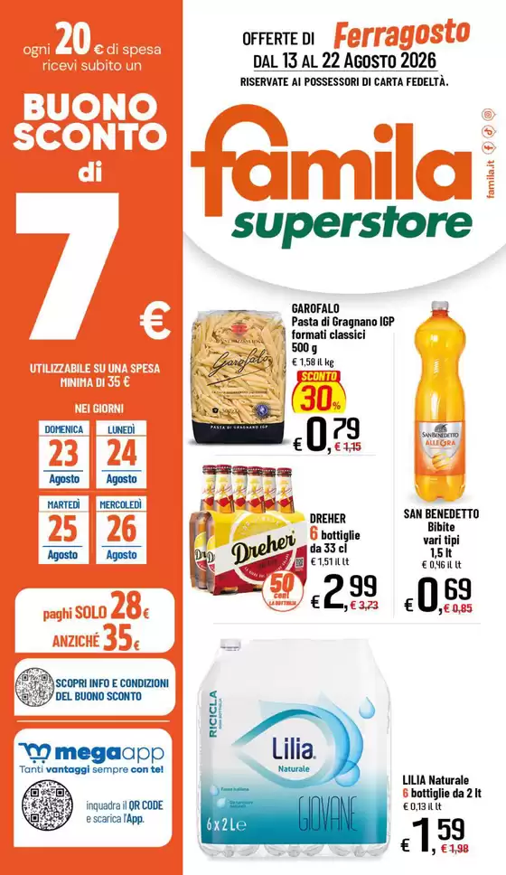 Volantino Famila a | Offerte | 2026-08-13T00:00:00.000Z - 2026-08-22T00:00:00.000Z