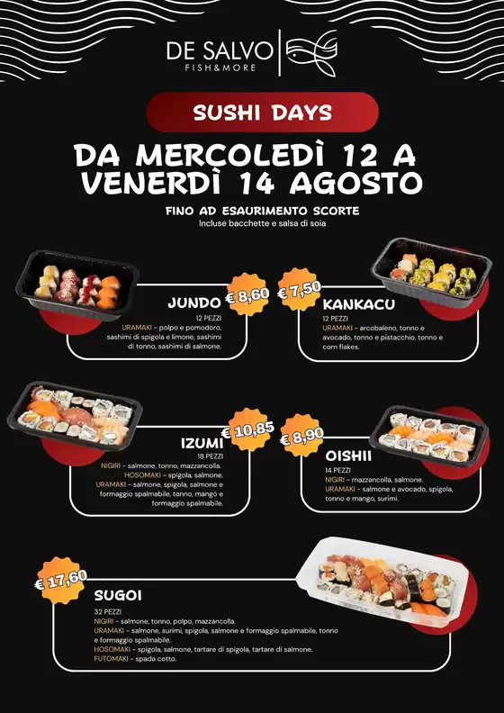 Volantino Pescheria De Salvo a Cucciago | Sushi days | 2026-08-12T00:00:00.000Z - 2026-08-14T00:00:00.000Z