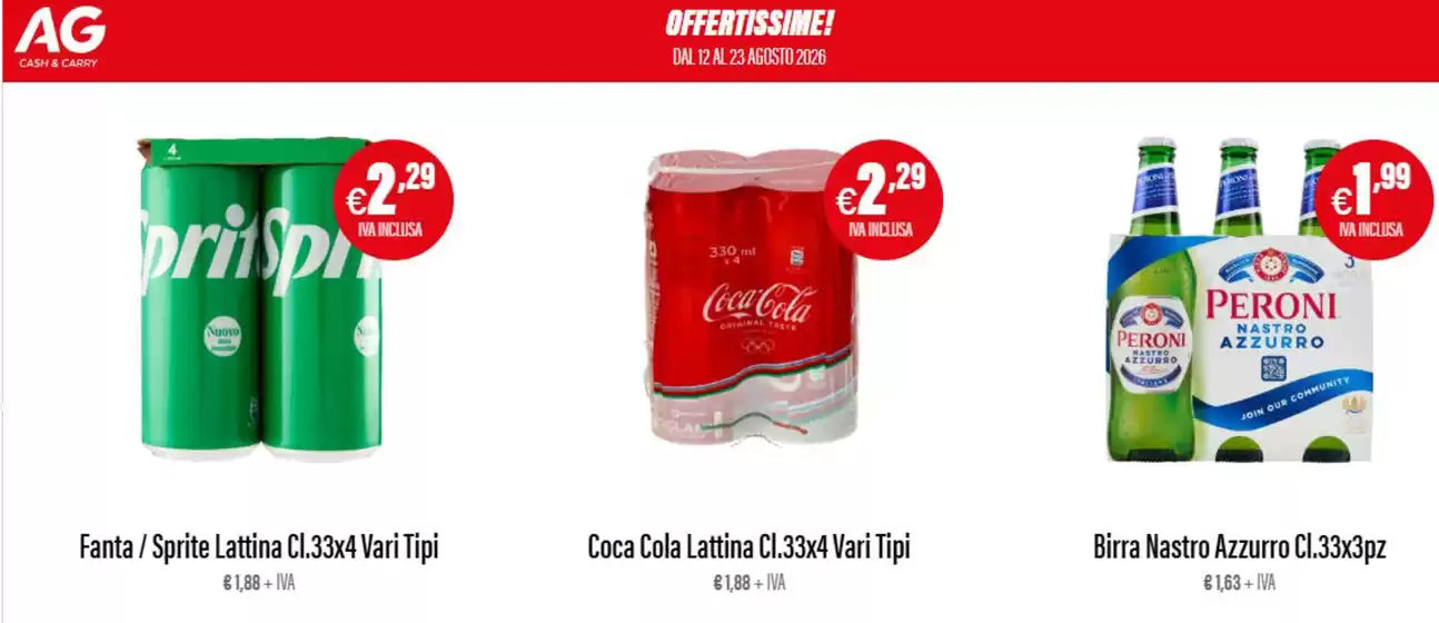 Volantino AG Cash and Carry | Offertissime! | 2026-08-12T00:00:00.000Z - 2026-08-23T00:00:00.000Z