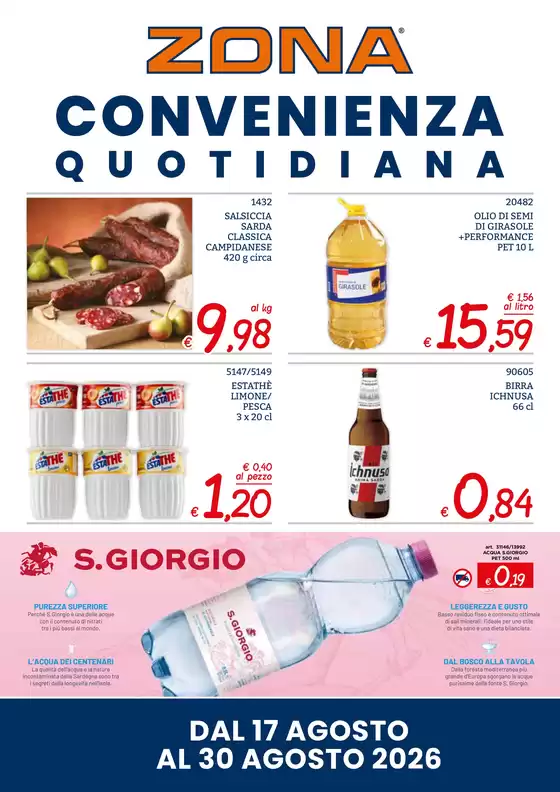 Volantino ZONA a Agrate Conturbia | Convenienza quotidiana | 2026-08-17T00:00:00.000Z - 2026-08-30T00:00:00.000Z