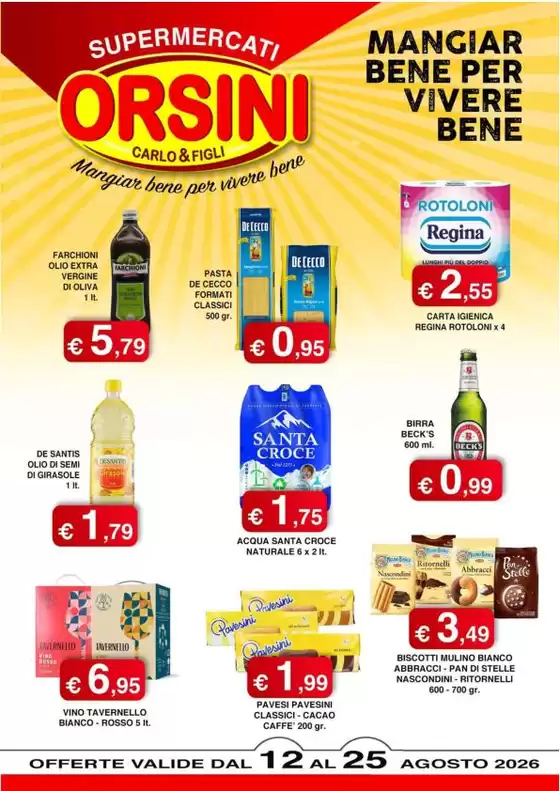 Volantino Orsini Market | Mangiar bene per vivere bene | 2026-08-12T00:00:00.000Z - 2026-08-25T00:00:00.000Z