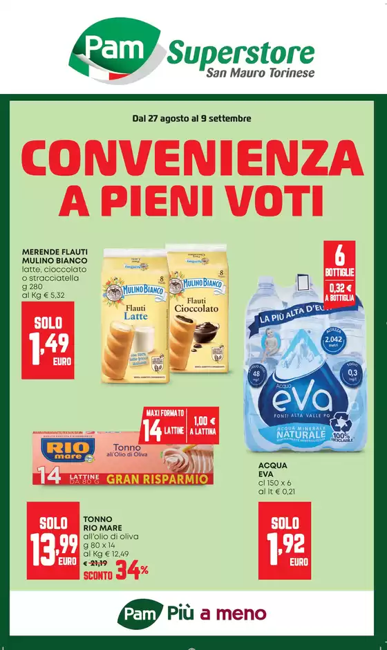 Volantino Pam a | Convenienza a pieni voti | 2026-08-27T00:00:00.000Z - 2026-09-09T00:00:00.000Z