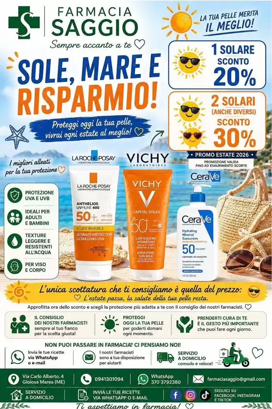 Volantino Farmacia Saggio a San Marzano di San Giuseppe | Sole, mare e risparmio! | 2026-08-13T00:00:00.000Z - 2026-08-16T00:00:00.000Z