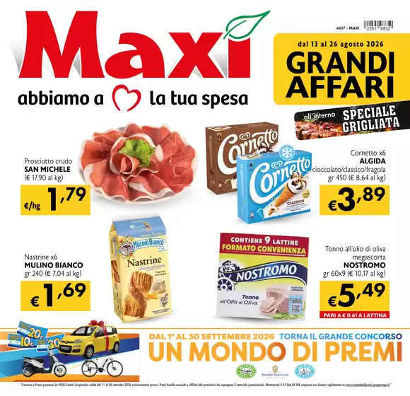 Volantino Maxì | Grandi affari | 2026-08-13T00:00:00.000Z - 2026-08-26T00:00:00.000Z
