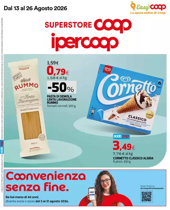 Volantino Superstore Coop a Cavenago d'Adda | Convenienza senza fine | 2026-08-13T00:00:00.000Z - 2026-08-26T00:00:00.000Z