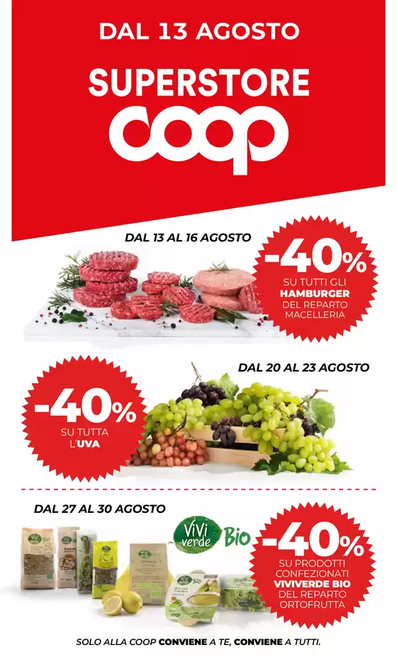 Volantino Superstore Coop | Prezzi bassi sempre | 2026-08-13T00:00:00.000Z - 2026-09-09T00:00:00.000Z