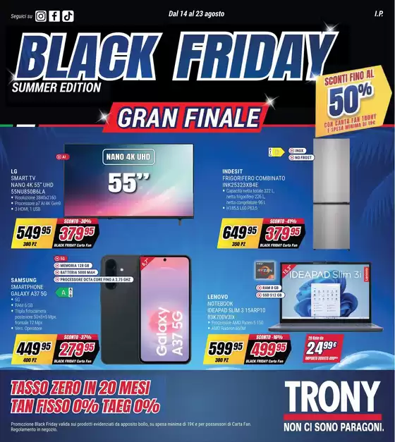 Volantino Trony a Civitanova Marche | Black friday | 2026-08-14T00:00:00.000Z - 2026-08-23T00:00:00.000Z