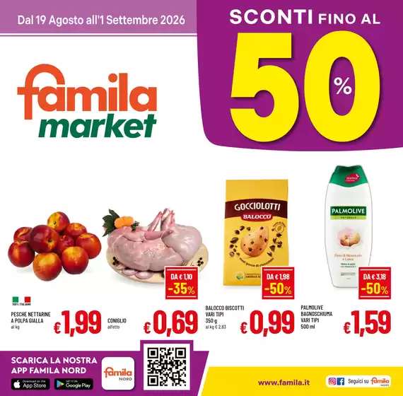 Volantino Famila Market | SCONTI FINO 50% | 2026-08-19T00:00:00.000Z - 2026-09-01T00:00:00.000Z