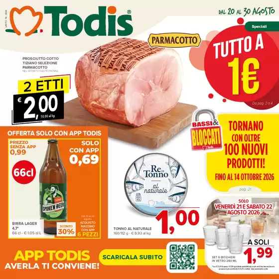 Volantino Todis a Coreglia Antelminelli | Tutto a 1 euro | 2026-08-20T00:00:00.000Z - 2026-08-30T00:00:00.000Z