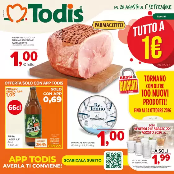 Volantino Todis a Palermo | Tutto a 1 euro | 2026-08-20T00:00:00.000Z - 2026-09-01T00:00:00.000Z