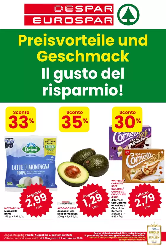 Volantino Eurospar a Bussi sul Tirino | Il gusto del risparmio! | 2026-08-20T00:00:00.000Z - 2026-09-02T00:00:00.000Z