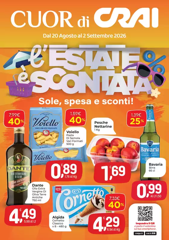 Volantino Crai a Settimo Torinese | L'estate e scontata | 2026-08-20T00:00:00.000Z - 2026-09-02T00:00:00.000Z