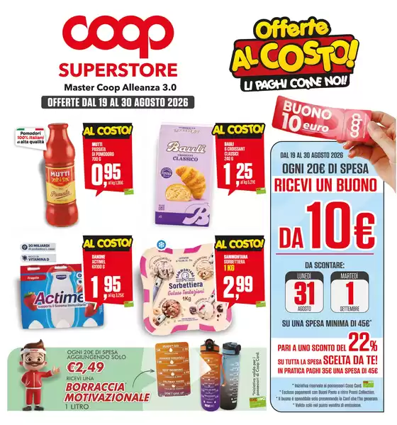 Volantino Superstore Coop | Offerte al costo | 2026-08-19T00:00:00.000Z - 2026-09-01T00:00:00.000Z