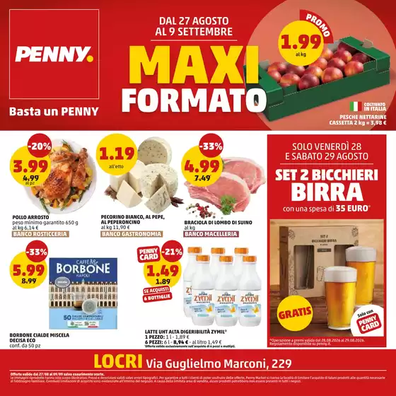 Volantino PENNY a Caraffa del Bianco | Maxi formato | 2026-08-27T00:00:00.000Z - 2026-09-09T00:00:00.000Z