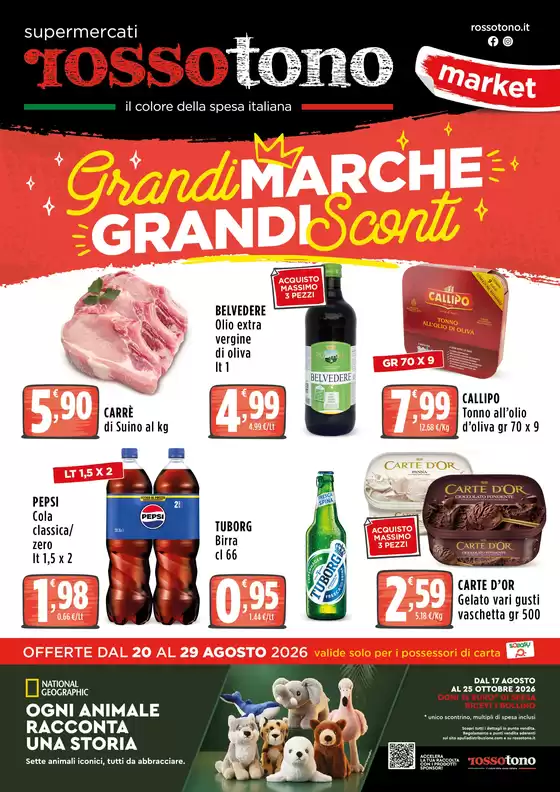 Volantino Supermercati Rossotono Market | Grandi marche Grandi sconti | 2026-08-20T00:00:00.000Z - 2026-08-29T00:00:00.000Z