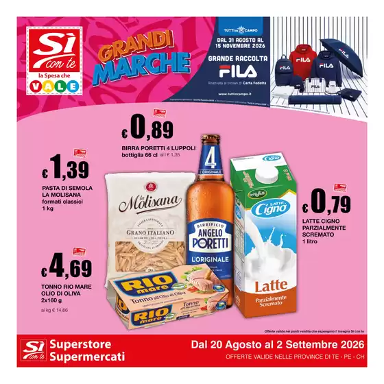Volantino Si con te supermercati a Catania | Grandi Marche | 2026-08-20T00:00:00.000Z - 2026-09-02T00:00:00.000Z