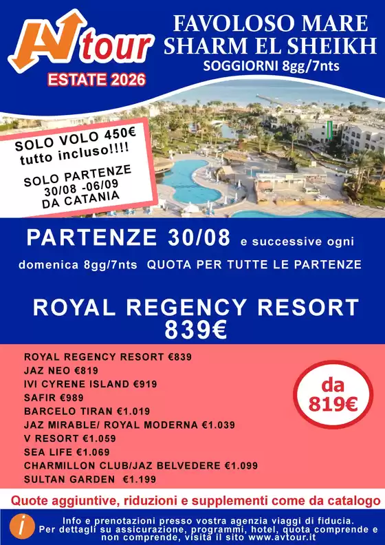 Volantino Av Tour a Lucignano | OFFERTA SHARM | 2026-08-30T00:00:00.000Z - 2026-09-06T00:00:00.000Z