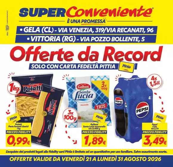 Volantino SuperConveniente a Ostuni | Offerte da Record | 2026-08-21T00:00:00.000Z - 2026-08-31T00:00:00.000Z