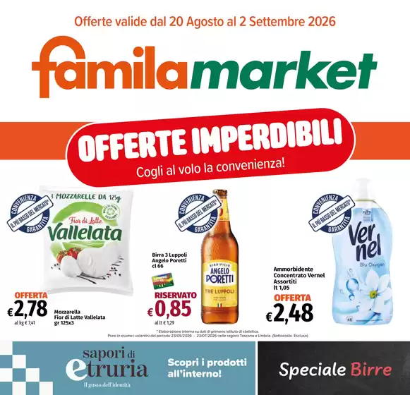 Volantino Famila Market | Offerte imperdibili | 2026-08-20T00:00:00.000Z - 2026-09-02T00:00:00.000Z
