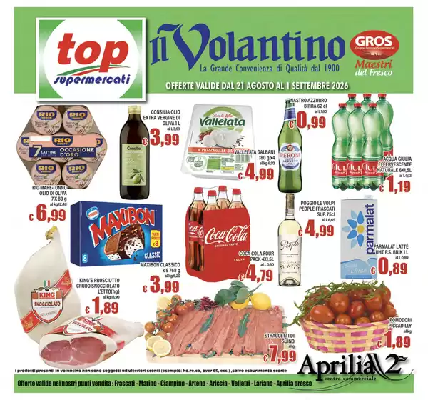 Volantino Top Supermercati a Saludecio | Il volantino | 2026-08-21T00:00:00.000Z - 2026-09-01T00:00:00.000Z