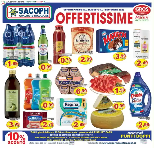 Volantino Sacoph a Roma | Offertissime | 2026-08-21T00:00:00.000Z - 2026-09-01T00:00:00.000Z