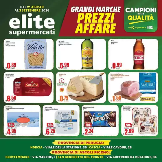 Volantino Elite a Norcia | Grandi marche prezzi affare | 2026-08-21T00:00:00.000Z - 2026-09-03T00:00:00.000Z