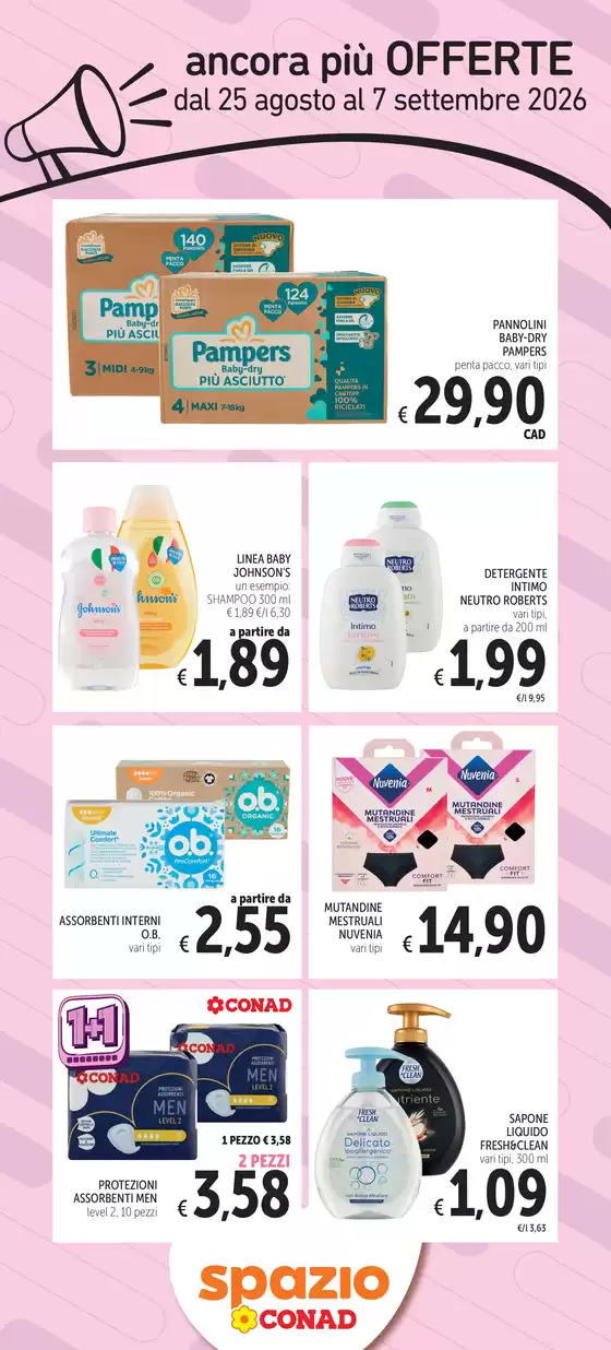 Volantino Spazio Conad a Posta | Ancora più offerte | 2026-08-25T00:00:00.000Z - 2026-09-07T00:00:00.000Z