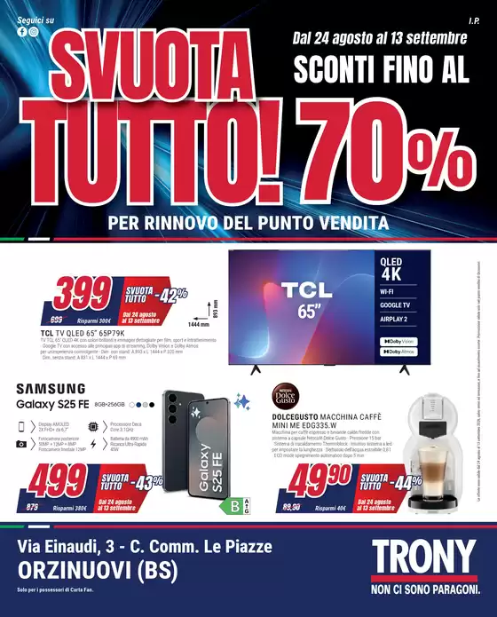 Volantino Trony | Svuota tutto! | 2026-08-24T00:00:00.000Z - 2026-09-13T00:00:00.000Z