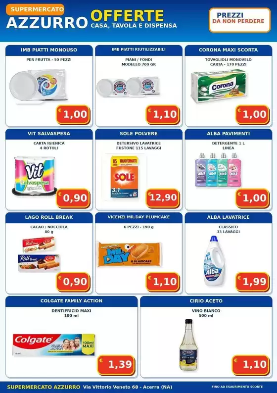 Volantino Supermercato Azzurro | Offerte casa, tavola e dispensa | 2026-08-24T00:00:00.000Z - 2026-08-31T00:00:00.000Z